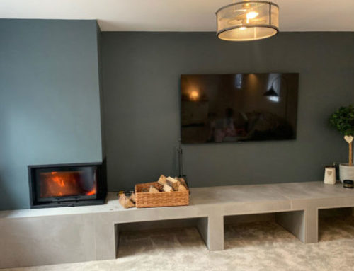 Contura installation and bespoke hearth and log store